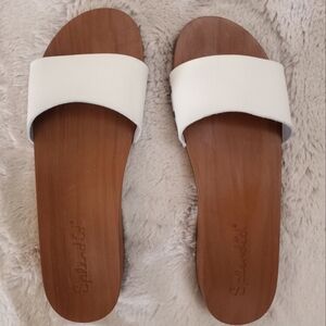 Splendid Heather Boho Leather and Wood Retro 70's Classic Casual  Studded Sandal